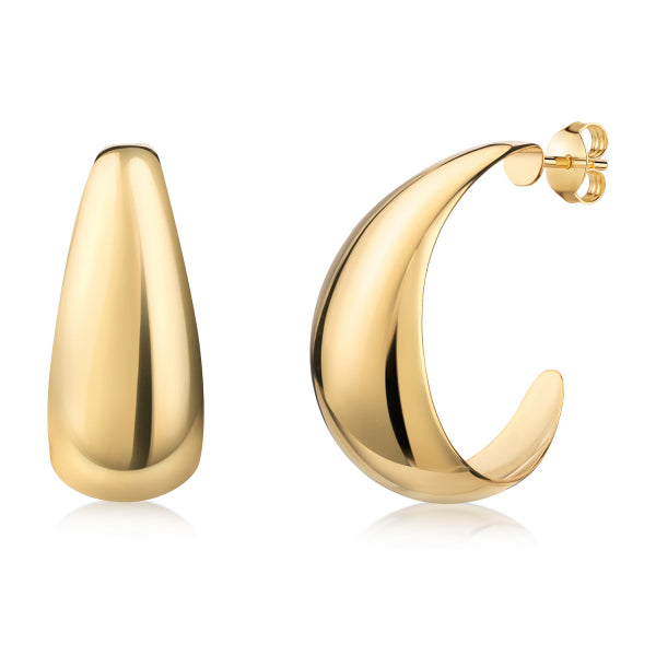 925 Sterlingsilber vergoldet Ohrringe Damen Curve Creolen von Hitschmuck-Berlin