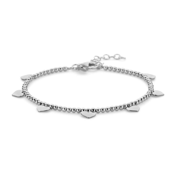 925 Sterlingsilber Damen Kugelarmband mit Herzen