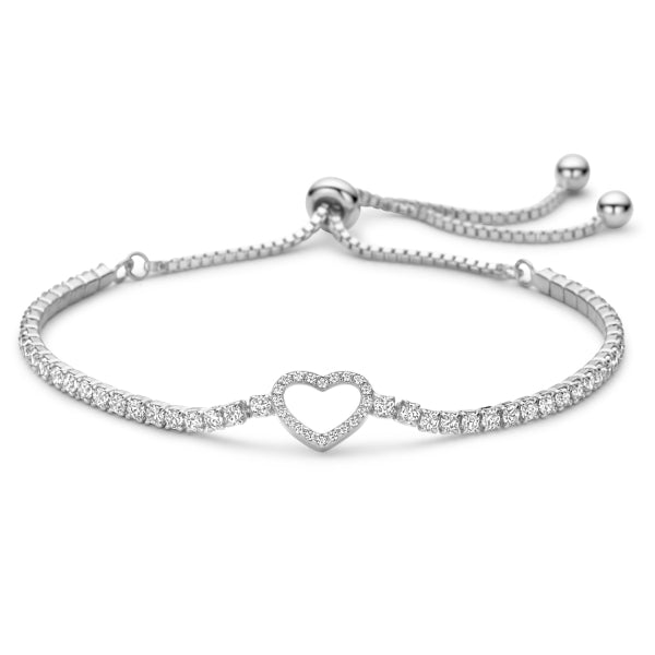 925 Sterlingsilber Damen Herz Tennisarmband Zirkonia