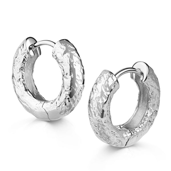 925 Sterlingsilber vergoldet Ohrringe Damen Gehämmerte Creolen