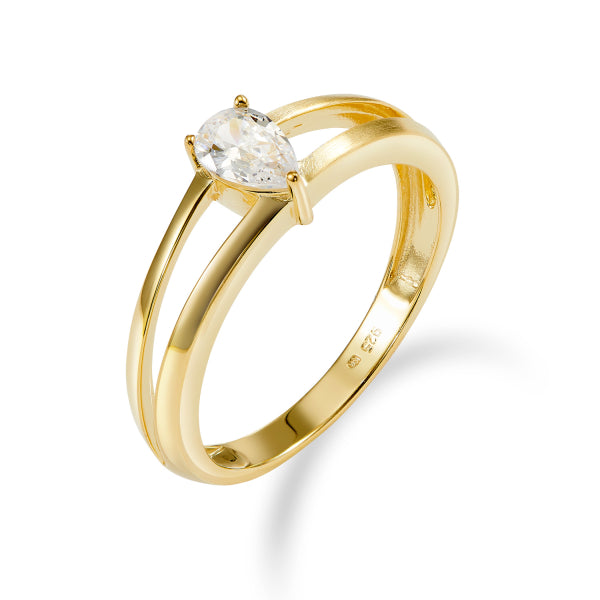 925 Sterlingsilber vergoldet Damen Zirkonia Ring von Hitschmuck-Berlin