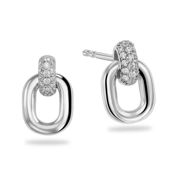 925 Sterlingsilber Ohrringe Damen Diamond Link Zirkonia
