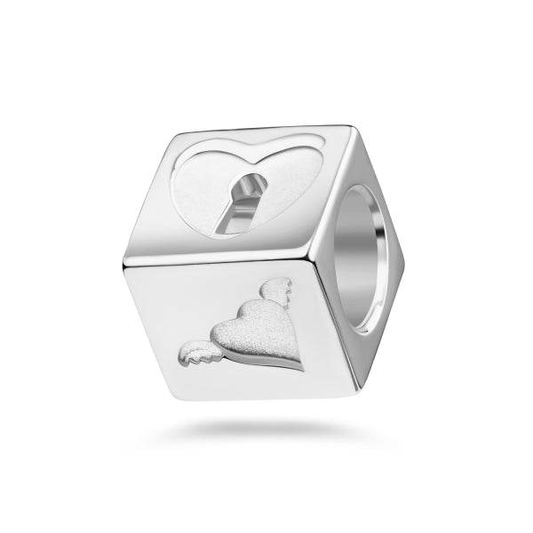 925 Sterlingsilber Halskette Damen Würfel mit Herzen Kette