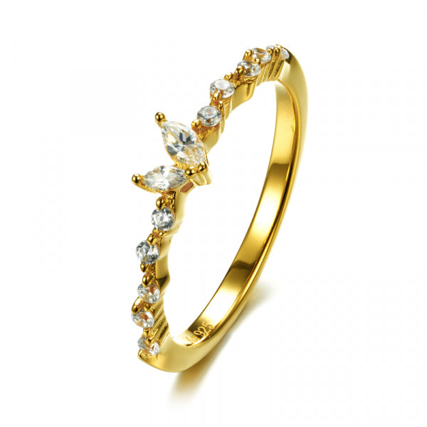925 Sterlingsilber vergoldet Damen Kristallherz Ring 18k von Hitschmuck-Berlin