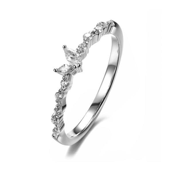 925 Sterlingsilber vergoldet Damen Kristallherz Ring 18k