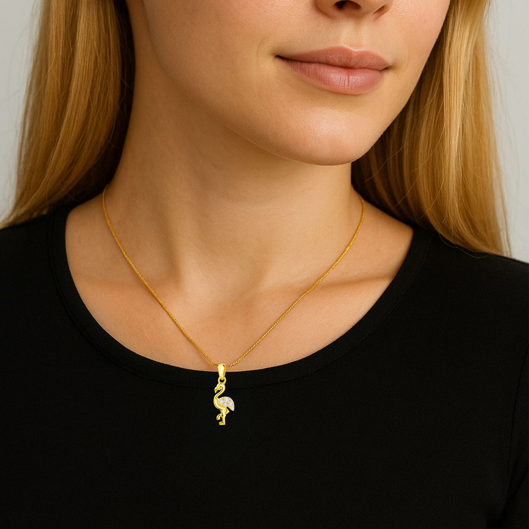 925 Sterlingsilber Halskette Damen Flamingokette mit Zirkonia