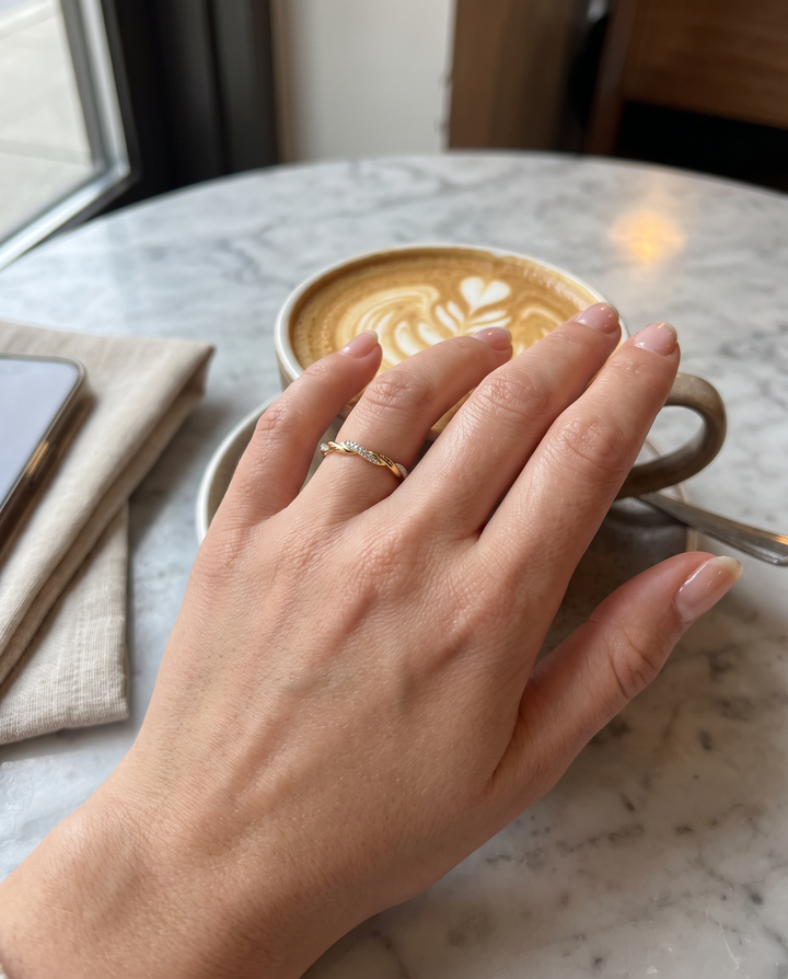 925 Sterlingsilber vergoldet Damen Twisted Ring