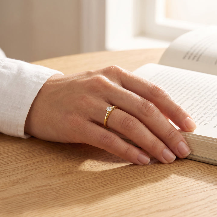 585er Gold Ring Damen Lovebird mit Lab Grown Brillant 0,20 ct