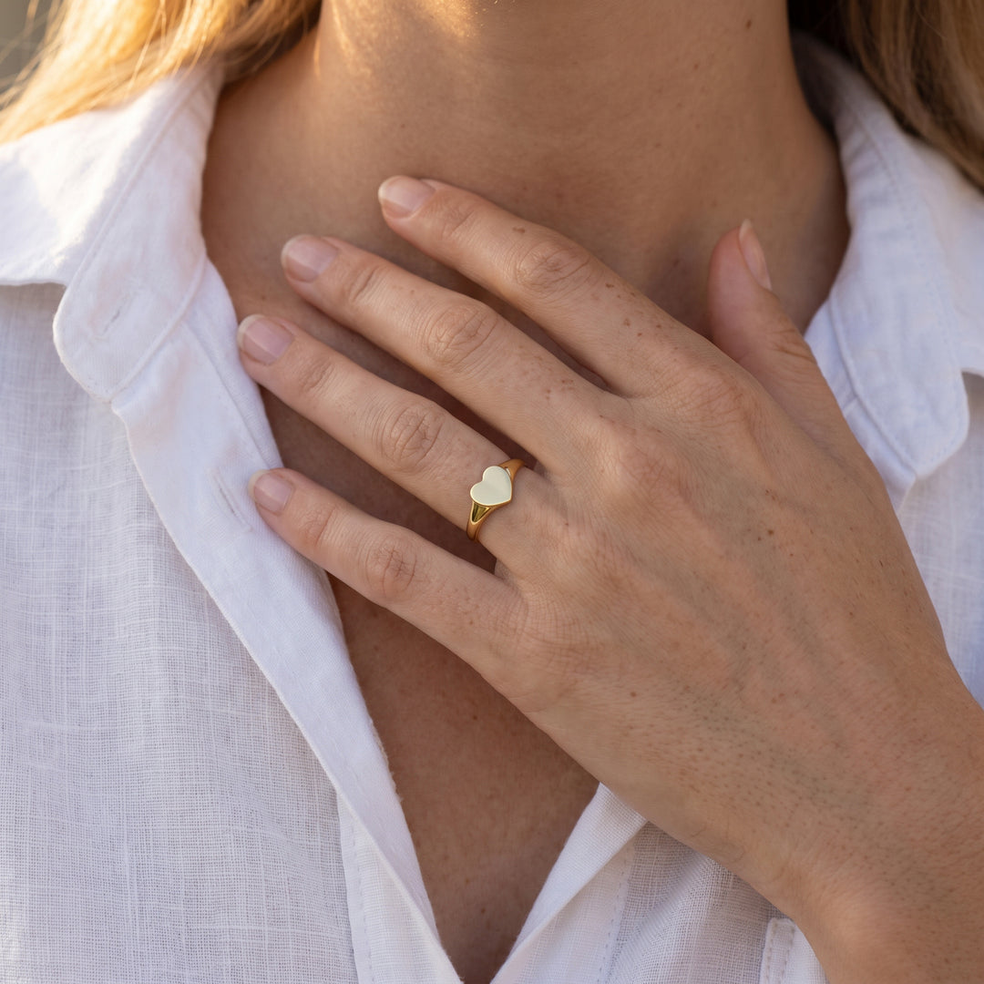585er Gold Ring Damen Siegelring Herz