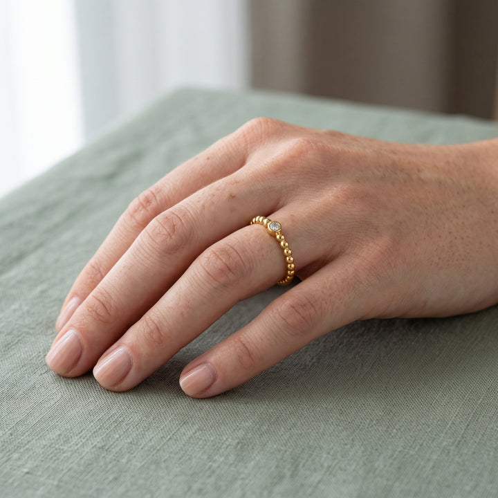 925 Sterlingsilber Ring Damen Kugelring mit Zirkonia