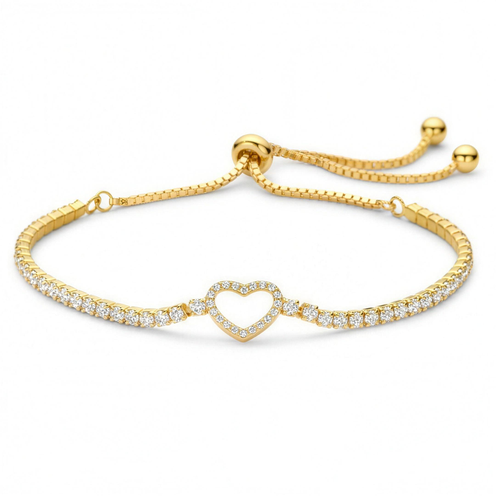 925 Sterlingsilber Damen Herz Tennisarmband mit Zirkonia von HitSchmuck, Produktfoto vor weißem Hintergrund