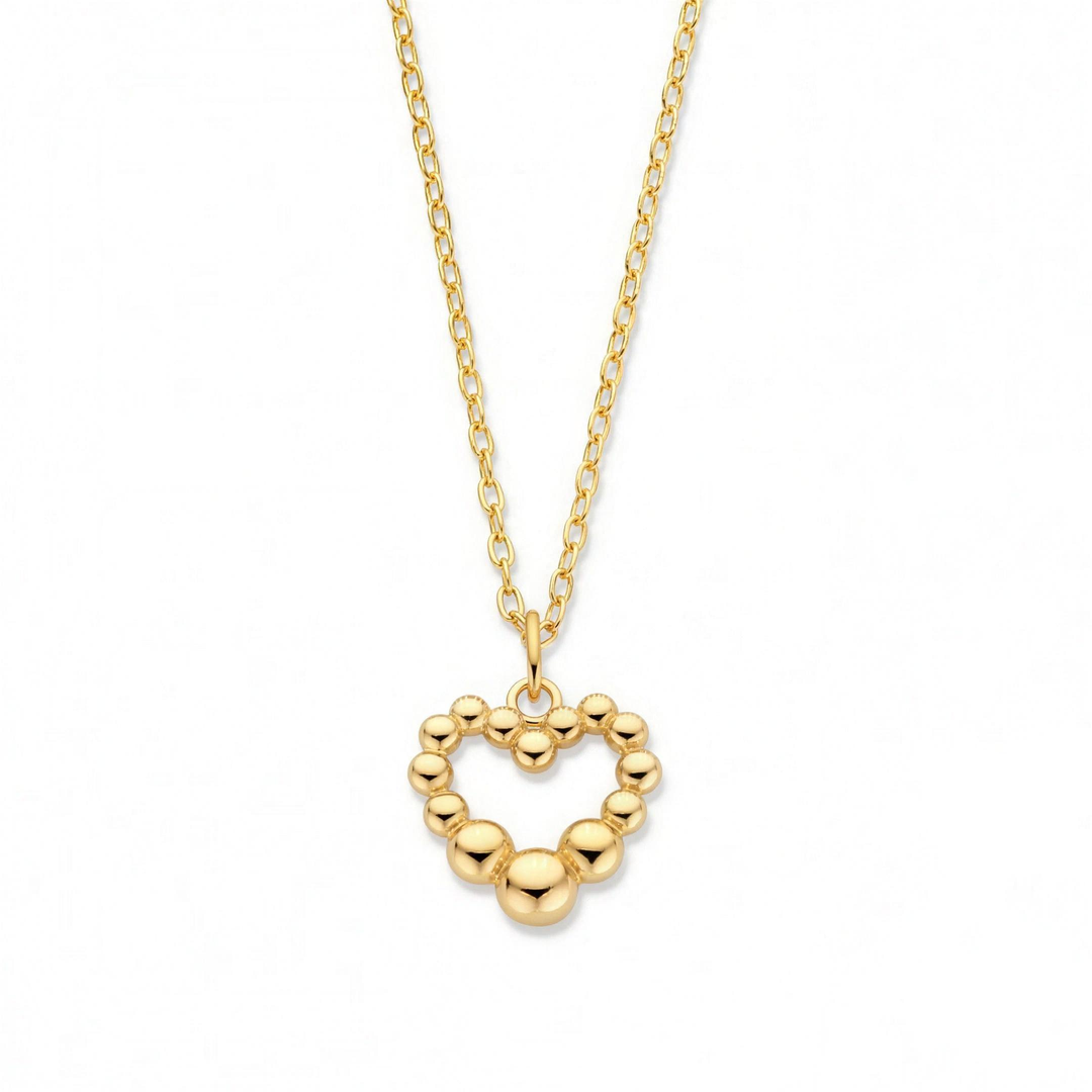 925 Sterlingsilber vergoldet Halskette Damen Herzkette 2.0 von HitSchmuck, Produktfoto vor weißem Hintergrund