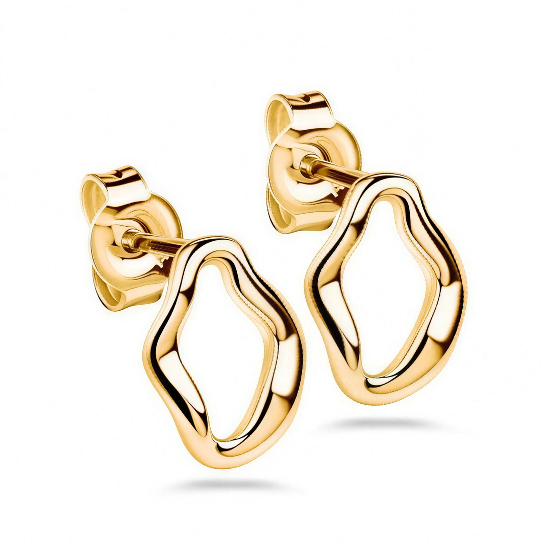 925 Sterlingsilber vergoldet Ohrringe Damen Organic von HitSchmuck, Produktfoto vor weißem Hintergrund