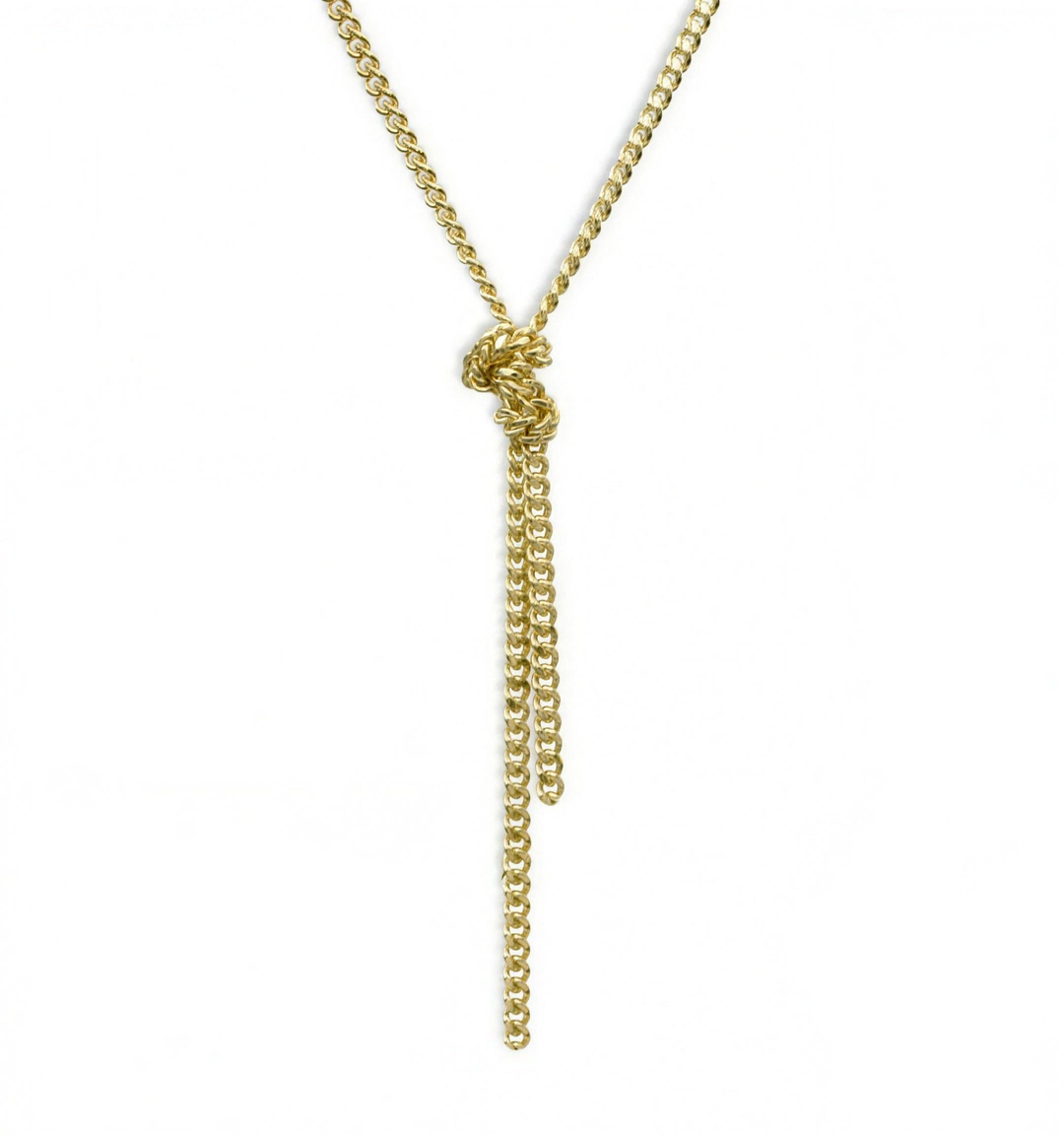 925 Sterlingsilber vergoldet Halskette Damen Knotenkette von HitSchmuck, Produktfoto vor weißem Hintergrund