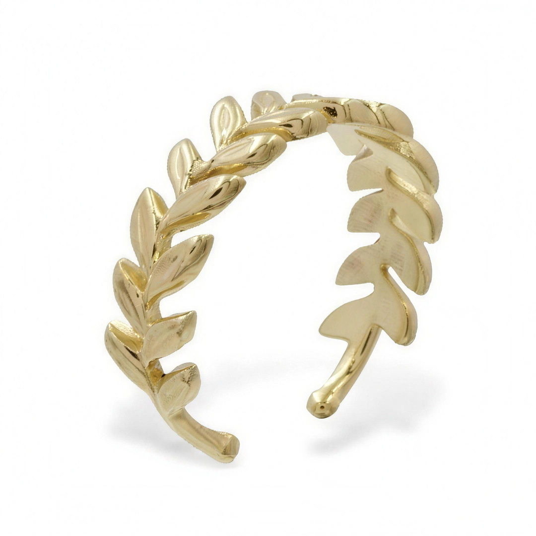 925 Sterlingsilber vergoldet Ohrringe Damen Ear Cuff Blätter von HitSchmuck, Produktfoto vor weißem Hintergrund