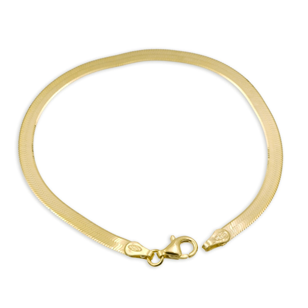 925 Sterlingsilber Armband Damen Doppelpanzerarmband flach vergoldet von HitSchmuck