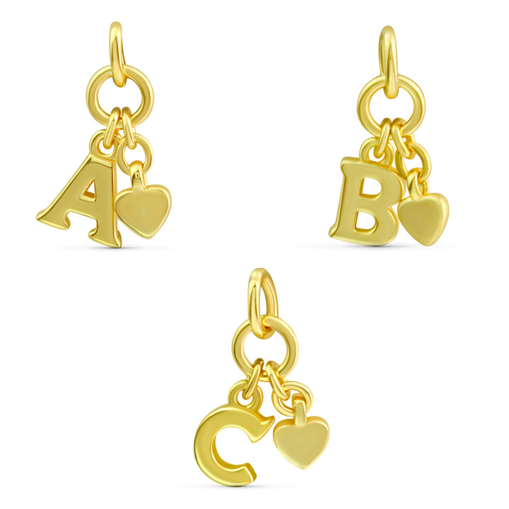925 Sterlingsilber Halskette Damen Buchstabenanhänger mit Herz vergoldet von HitSchmuck