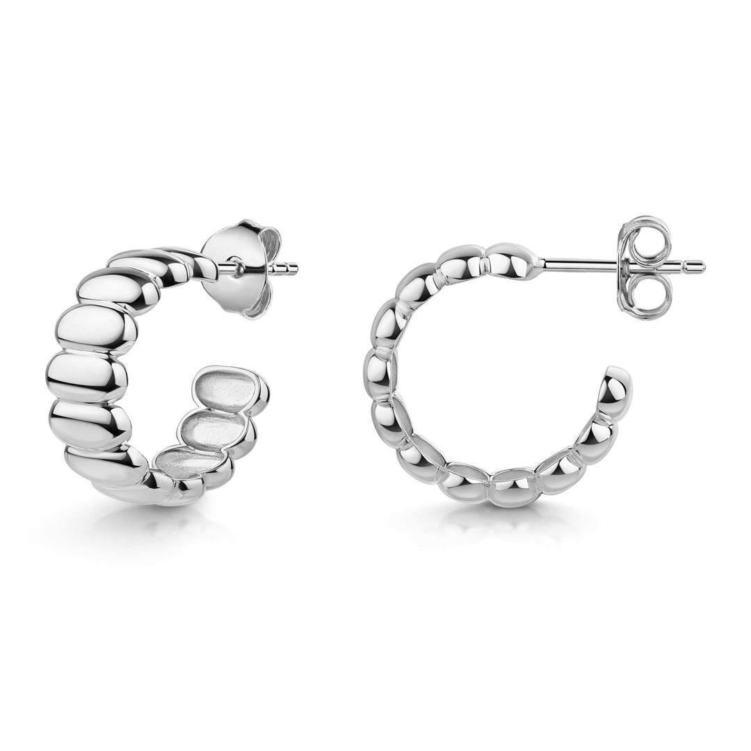 925 Sterlingsilber Ohrringe Damen Ohrstecker Creolen ribbed von HitSchmuck