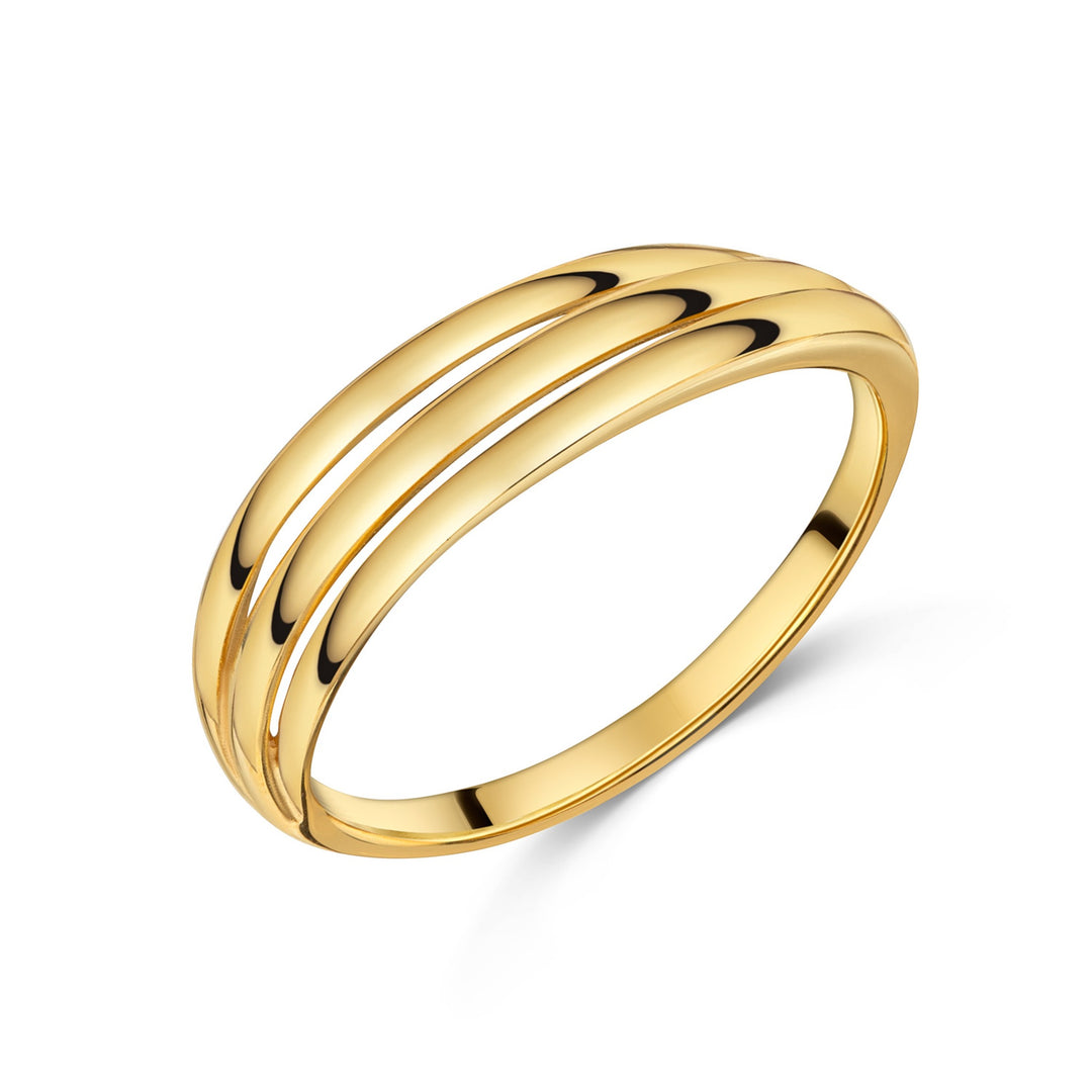 925 Sterlingsilber Ring Damen 3-reihig glanz vergoldet von HitSchmuck