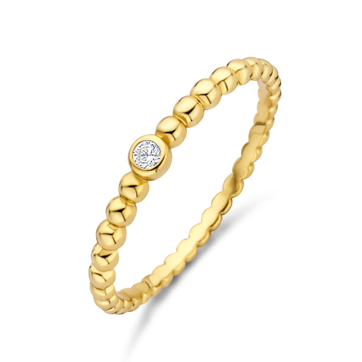 925 Sterlingsilber Ring Damen Kugelring mit Zirkonia vergoldet von HitSchmuck