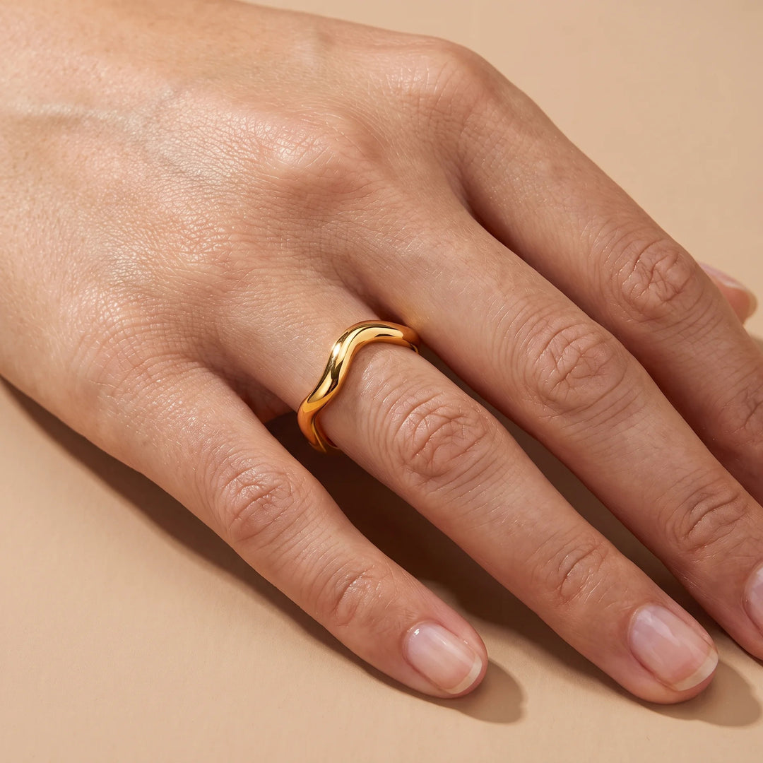 925 Sterlingsilber vergoldet Damen Organic Ring