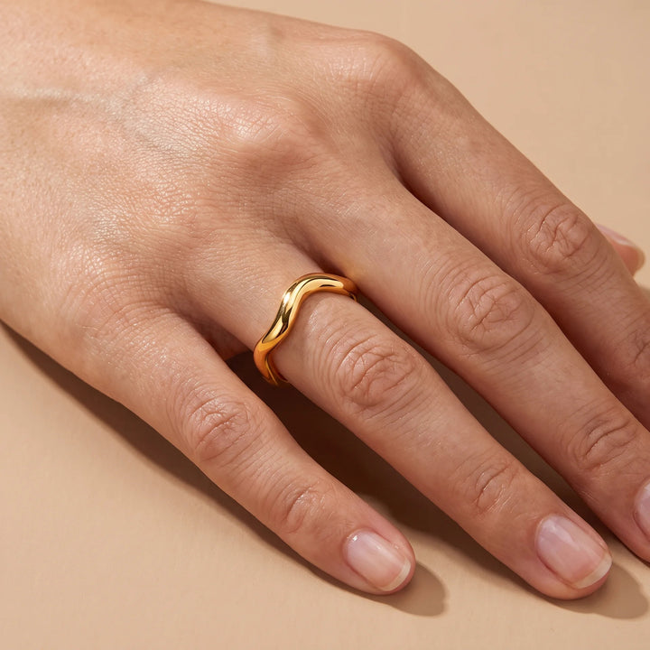 925 Sterlingsilber vergoldet Damen Organic Ring