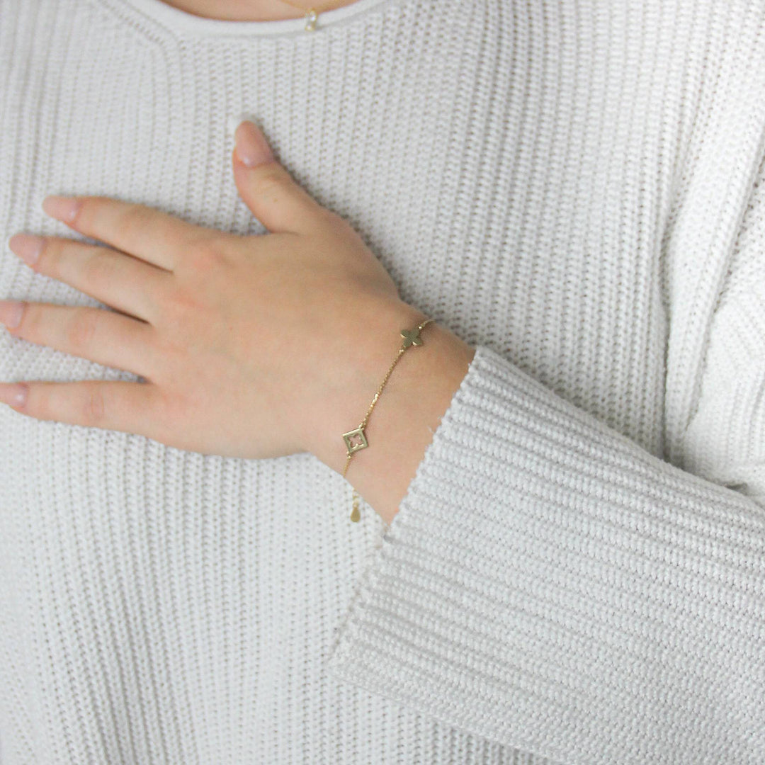 925 Sterlingsilber Damen Armband floraler Anhänger