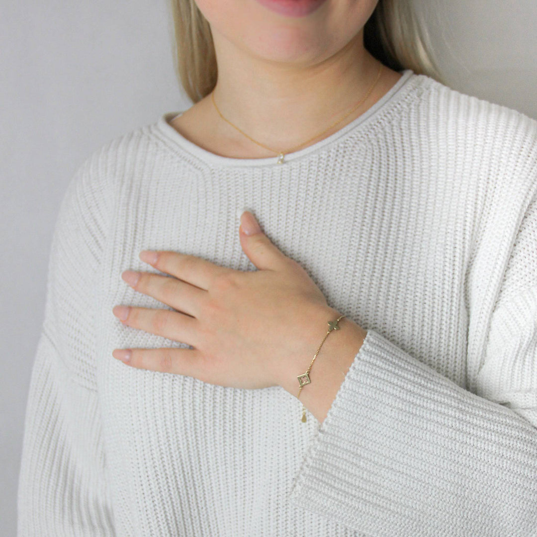 925 Sterlingsilber Damen Armband floraler Anhänger