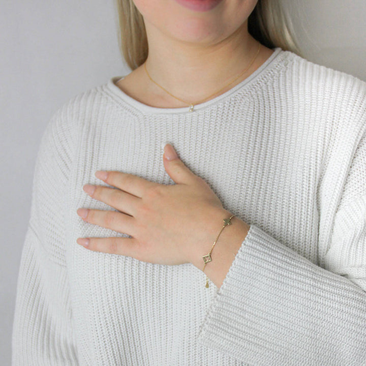925 Sterlingsilber Damen Armband floraler Anhänger
