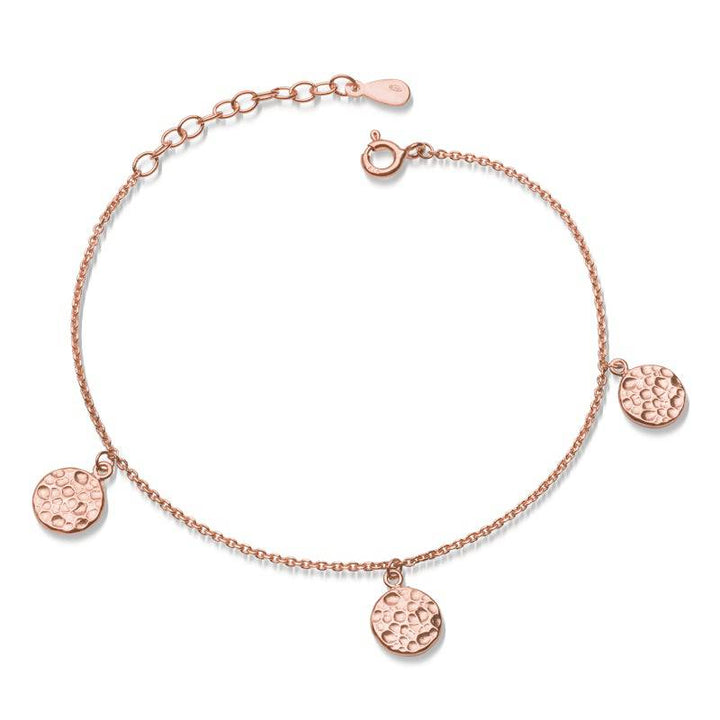 925 Sterlingsilber Damen Armband mit gehämmerten Anhängern