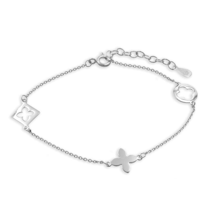 925 Sterlingsilber Damen Armband floraler Anhänger
