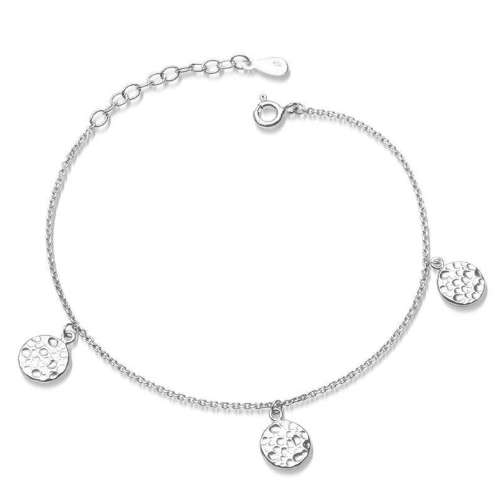925 Sterlingsilber Damen Armband mit gehämmerten Anhängern