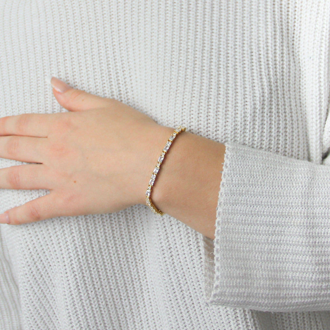 925 Sterlingsilber Damen Tennisarmband mit 38 Zirkonia
