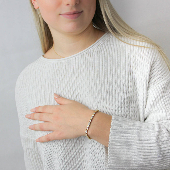 925 Sterlingsilber Damen Tennisarmband mit 38 Zirkonia