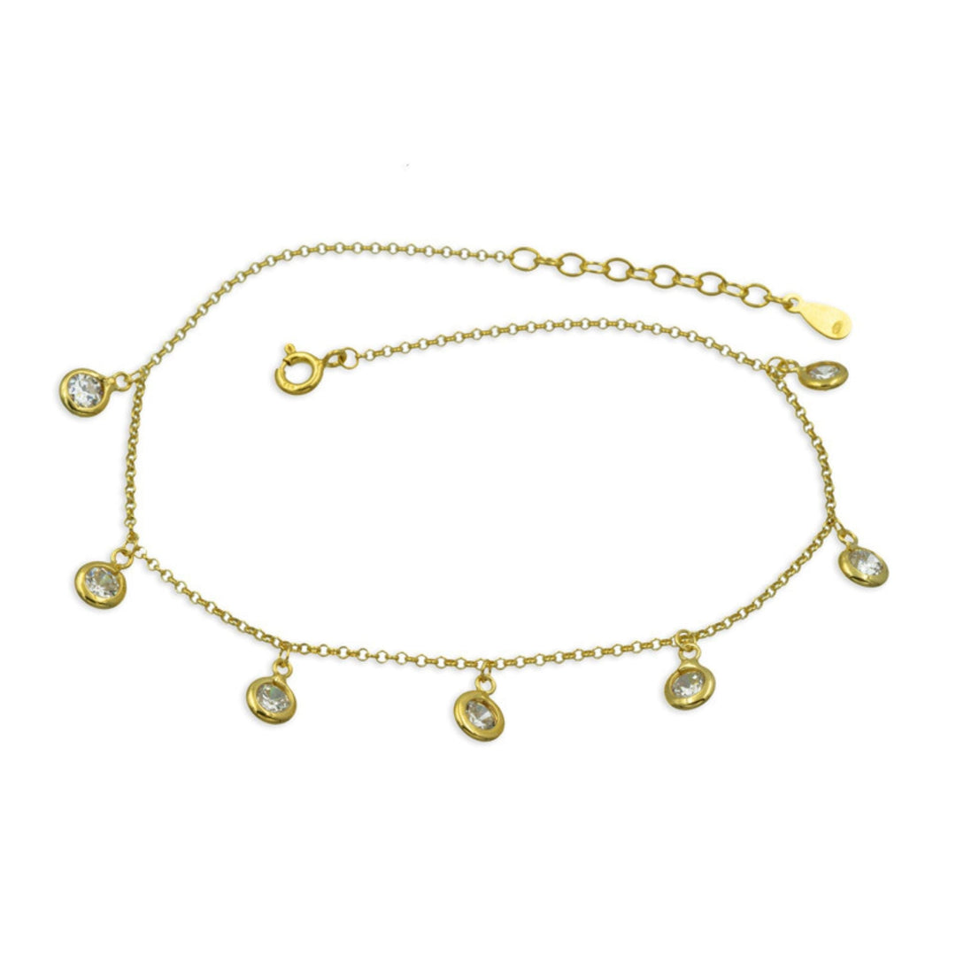 925 Sterlingsilber Fußkette Damen mit 7 Zirkonia von Hitschmuck-Berlin