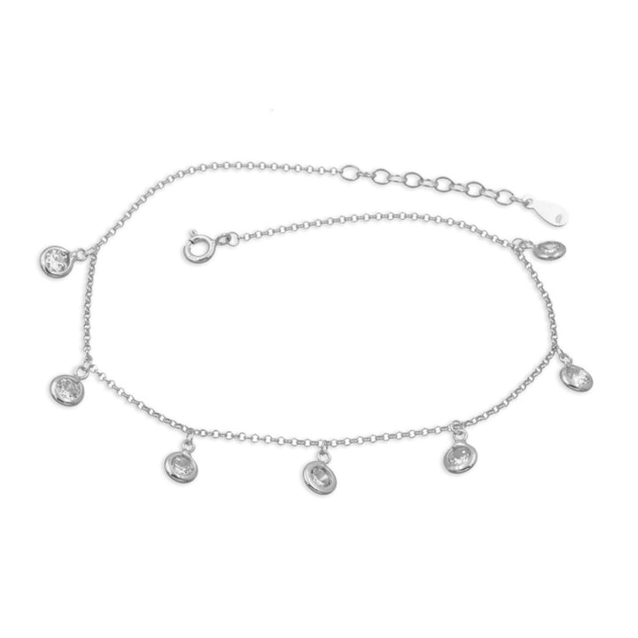 925 Sterlingsilber Fußkette Damen mit 7 Zirkonia