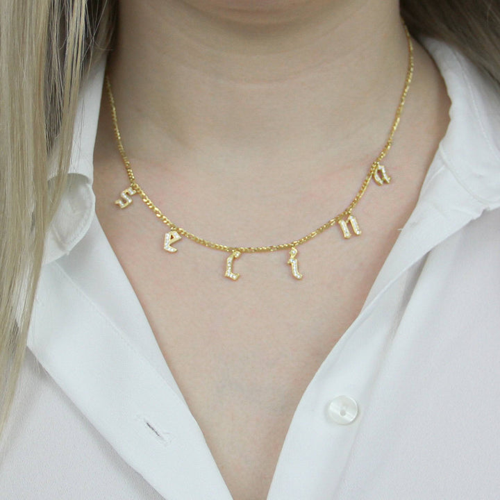 925 Sterlingsilber vergoldet Halskette Damen Choker Namenscollier 2.0