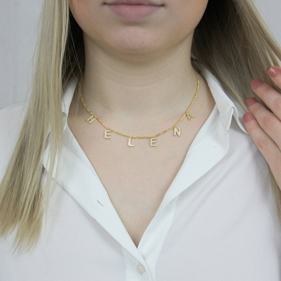 925 Sterlingsilber vergoldet Halskette Damen Choker Namenscollier
