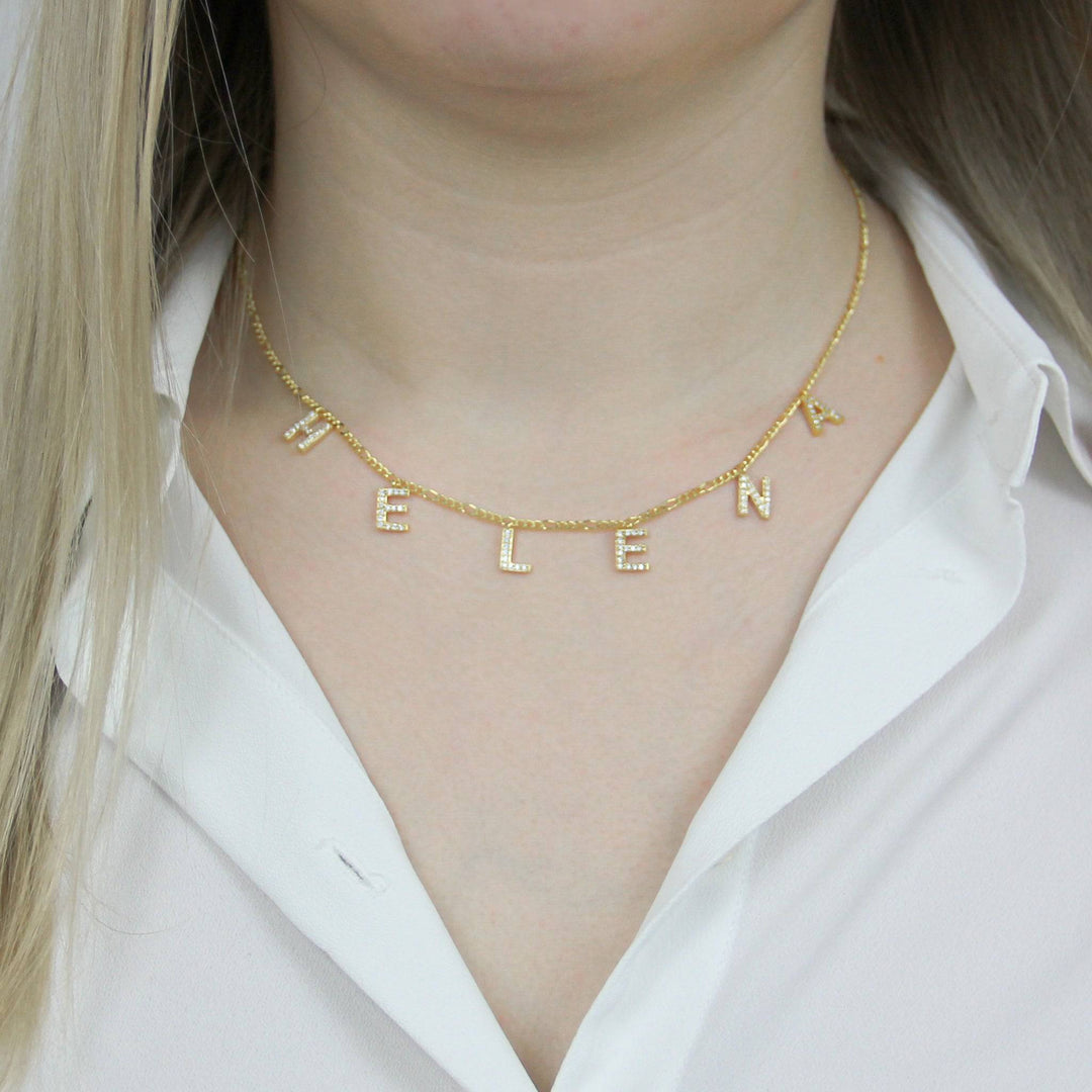 925 Sterlingsilber vergoldet Halskette Damen Choker Namenscollier