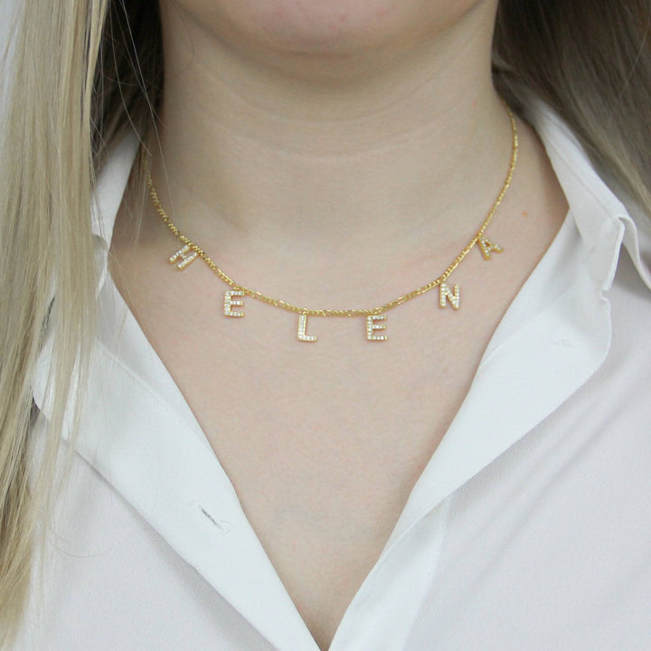 925 Sterlingsilber vergoldet Halskette Damen Choker Namenscollier