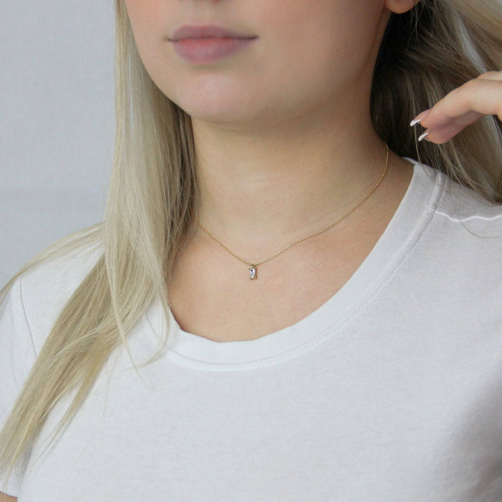925 Sterlingsilber vergoldet Halskette Damen Collier Baguetteschliff
