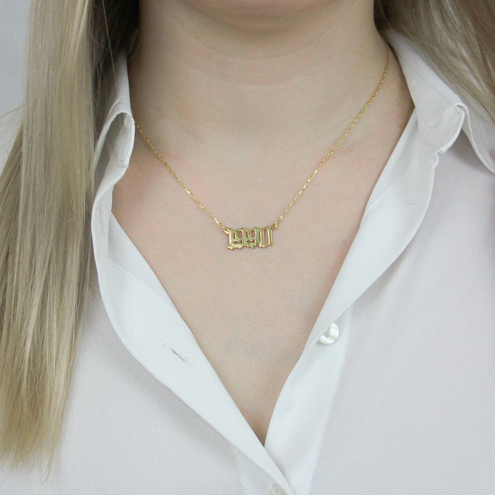 925 Sterlingsilber vergoldet Halskette Damen Datumskette