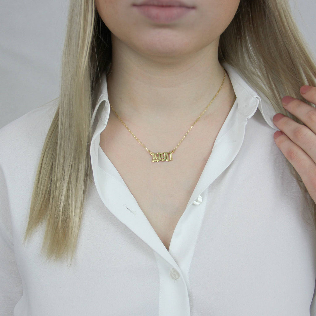 925 Sterlingsilber vergoldet Halskette Damen Datumskette
