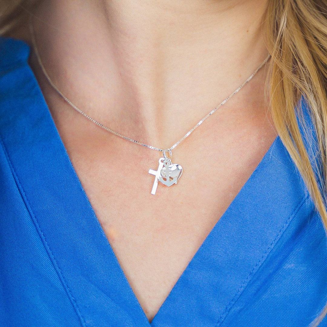 925 Sterlingsilber Halskette Damen Glaube Liebe Hoffnung Anhänger