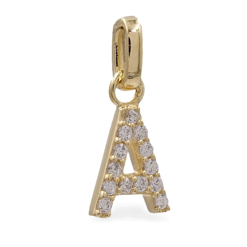 925 Sterlingsilber vergoldet Halskette Damen Buchstabenkette Zirkonia von Hitschmuck-Berlin