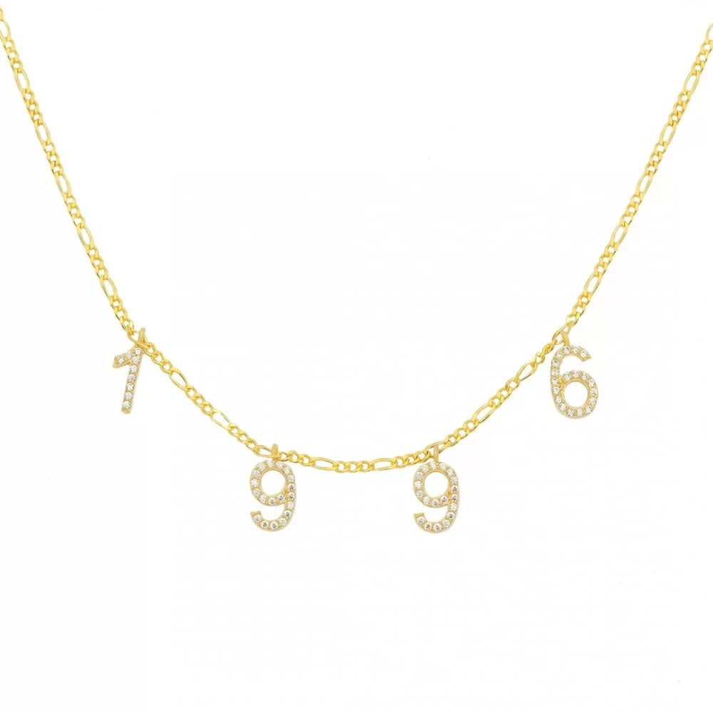925 Sterlingsilber vergoldet Halskette Damen Zahlen Collier von Hitschmuck-Berlin