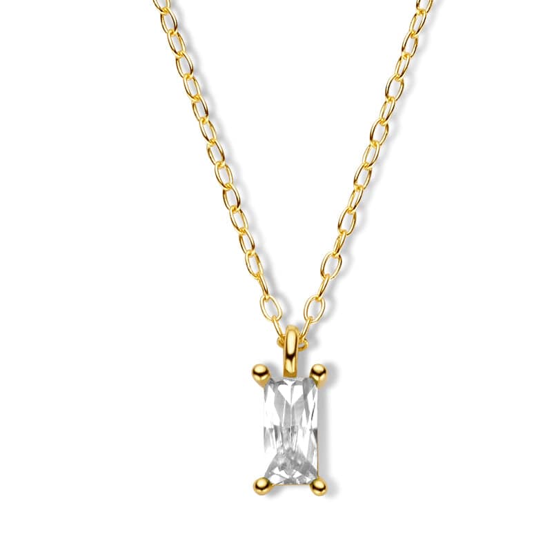925 Sterlingsilber vergoldet Halskette Damen Collier Baguetteschliff von Hitschmuck-Berlin