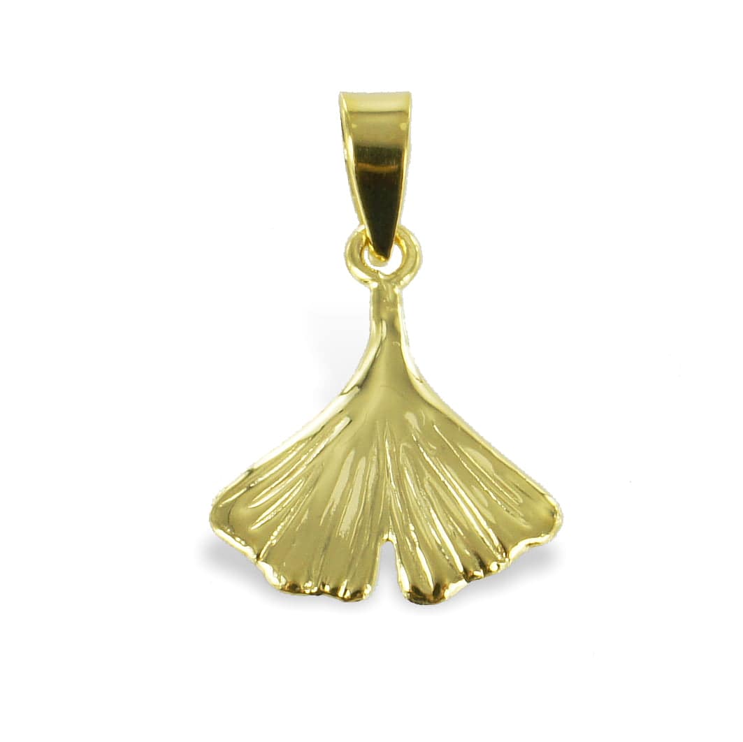 333er Gold & 925 Silber Halskette Damen Ginkgo Anhänger von Hitschmuck-Berlin