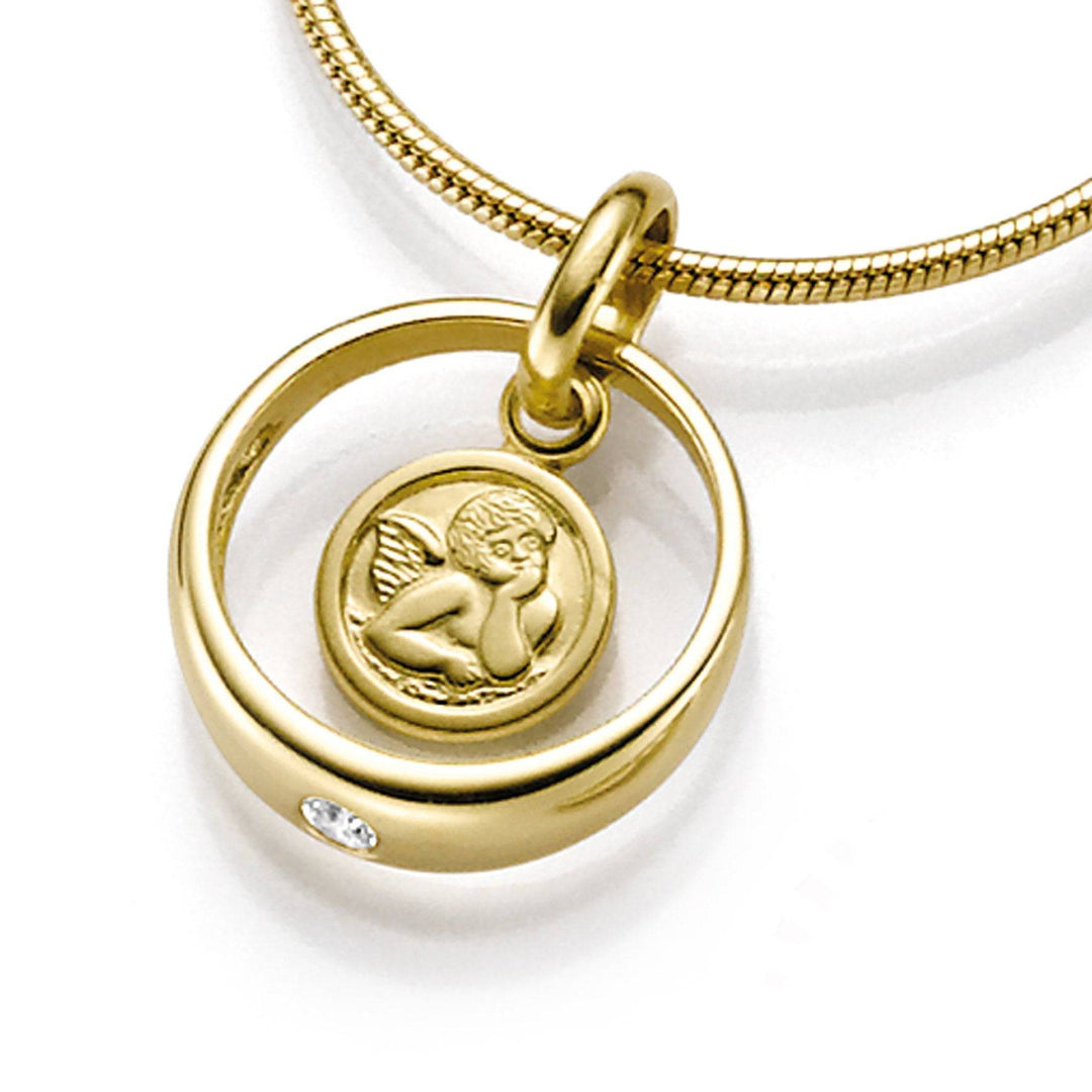 333er Gold Halskette Damen Taufring Anhänger mit Engel von Hitschmuck-Berlin