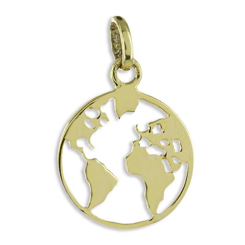 333er Gold & 925 Silber Halskette Damen Weltkarten Anhänger von Hitschmuck-Berlin